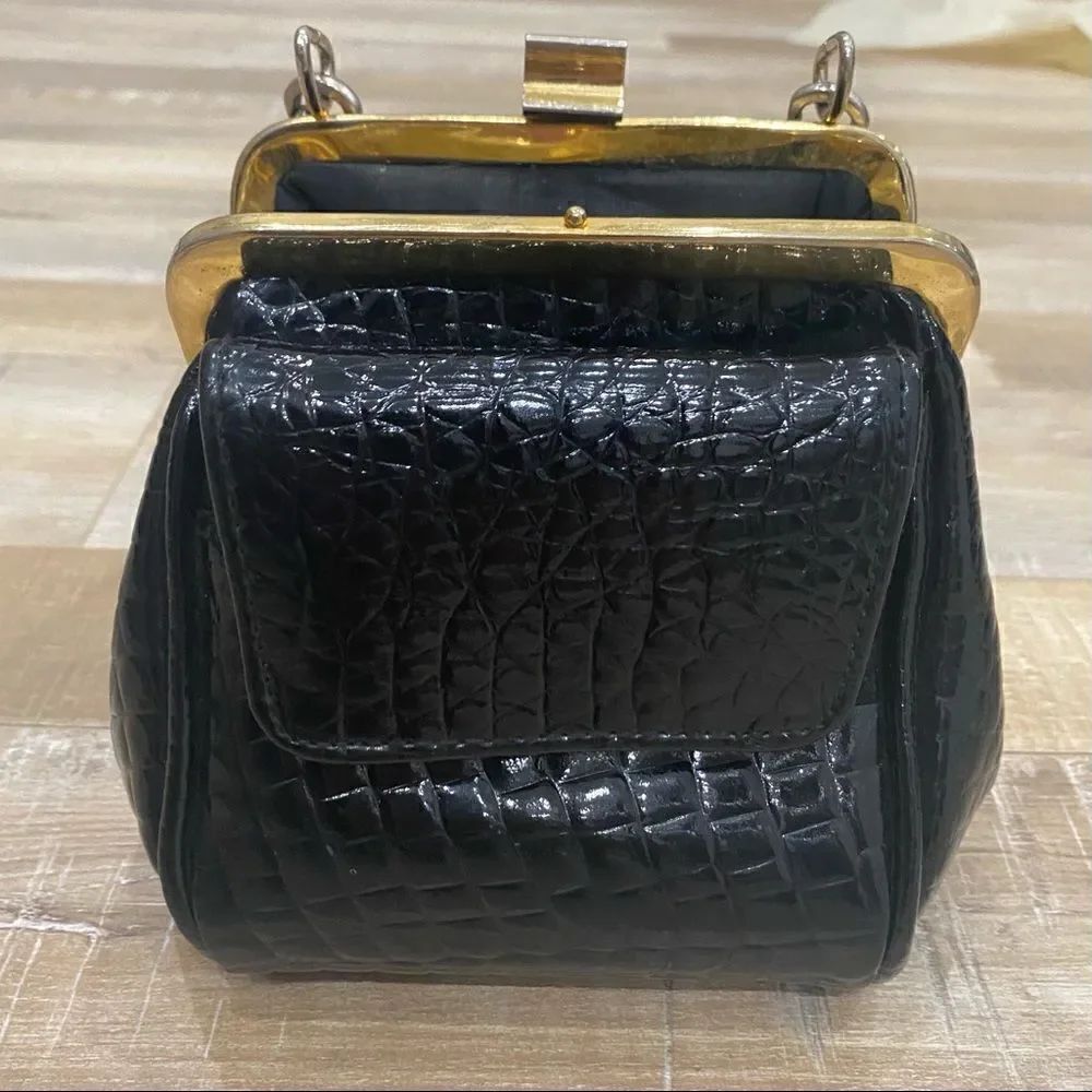 🌟 VINTAGE Faux Croc Patent Crossbody Purse Bag - Picture 9 of 9